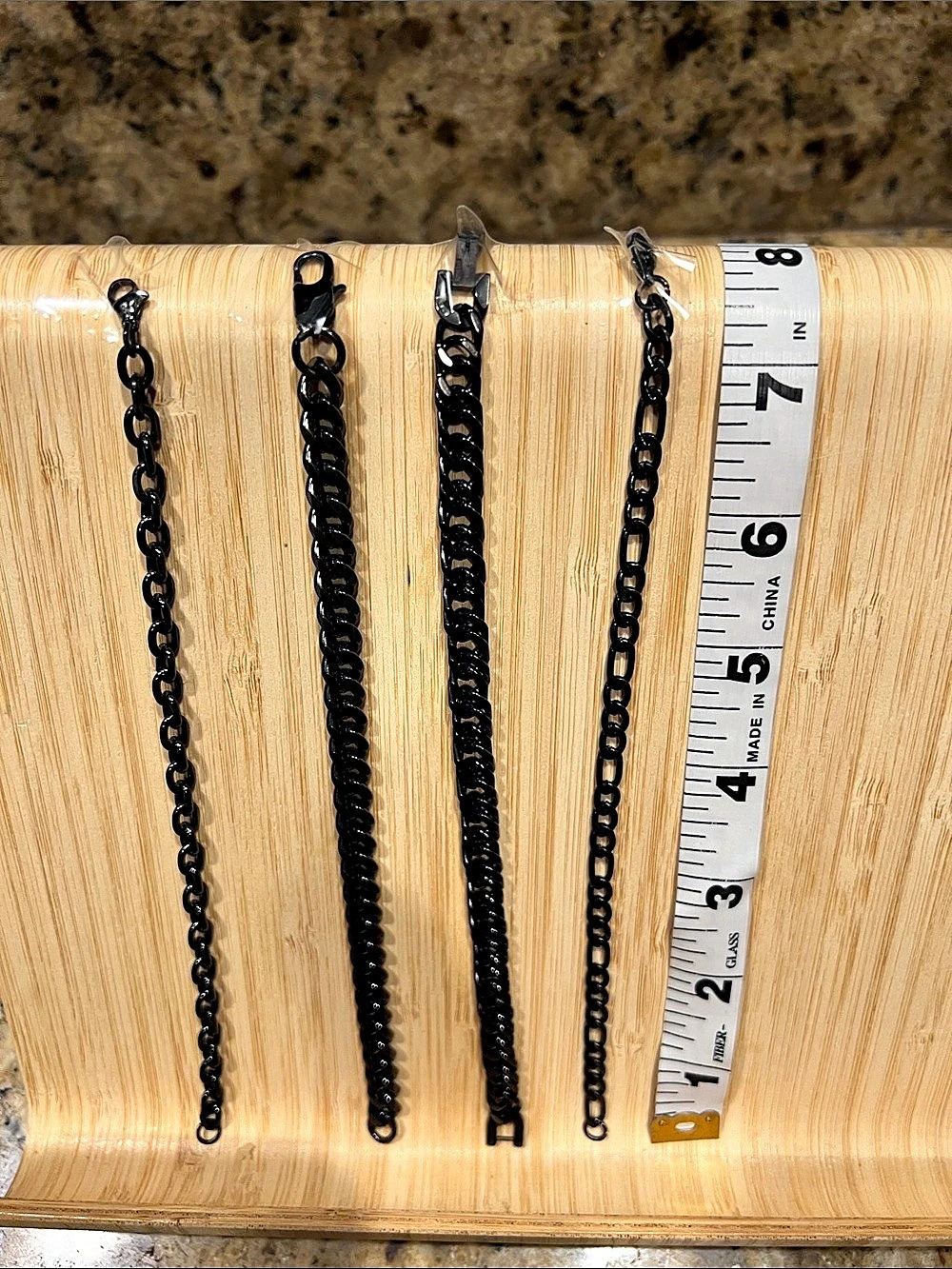 Black Chain Bracelet Set of 4 unisex 7.5”